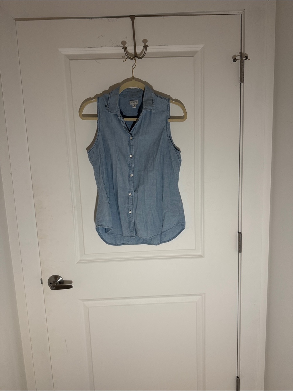 J. Crew Light Blue Sleeveless Chambray Button-Down Shirt